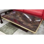 LOW TABLE, 1970's, Willy Rizzo style, in burgundy red with black inksplash effect top,