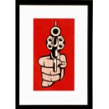 ROY LICHTENSTEIN, 1968, 'Pistol', original silkscreen from banner, Ref: Corlett 237, 38cm x 22cm ,