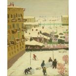 VIKTOR KALASHNIKOV (Russian, 1923-1992), 'Winter Playground', 1953, signed lower left, oil on board,