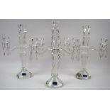 VILLEROY & BOCH CANDELABRUM, a pair with two hanging arms, 40cm H,