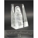 VAL ST. LAMBERT DESK WEIGHT, portraying bust of an original figure, 15.5cm H.