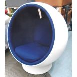 BALL STYLE CHAIR, as originally designed by Aarnio Eero with a Prussian blue upholstery.