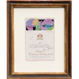 ANDY WARHOL, 'Dessin Interdit', 1975, Chateau Mouton Rothschild Wine label, signed in the plate,