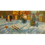 BORIS FAYENKOV (Russian, 1920-1999), 'Winter Fun', 1950, oil on canvas, 45cm x 82cm,