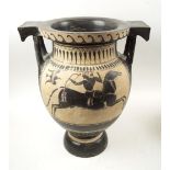 VASE, Etruscan style with figural detail, base detached, 45cm H overall.