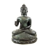 BUDDHA, patinated bronze, seated pose, 58cm H.