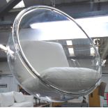 BUBBLE STYLE CHAIR, as originally designed by Aarnio Eero with ivory cushions.