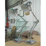 ANGLEPOISE STYLE DESK LAMPS, a pair, in a chromed finish, 89cm extended.