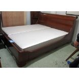 DOUBLE SLEIGH BED, by 'And So To Bed' with base, 225cm L x 190cm W x 101cm H, approx.