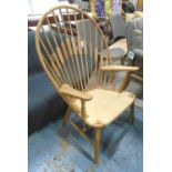 NEWLIN STYLE WINDSOR ACCENT CHAIR, with woven cord seat.