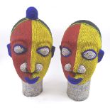 IFE BEADED HEADS, a pair, each 42cm H.