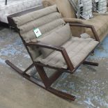 ROCKING CHAIR, in ash frame with greige fabric ribbed seat, 75cm W.