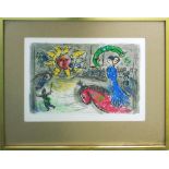 MARC CHAGALL, 'Acrobat against green background', lithograph in colours,