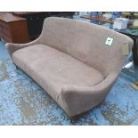 SOFA, Contemporary design having curved outline in brown upholstery with darkwood showframe,