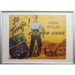 CITIZEN KANE, reproduction lobby poster, 58cm x 82cm, framed and glazed.