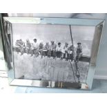 20TH CENTURY SCHOOL, 'Workers on the Empire State Building', 60cm x 80cm, in mirrored frame.