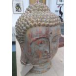 BUDDHA HEAD FIGURE, large, ceramic with weathered vintage coloured finish, 58cm H x 38cm W.