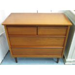 CHEST, 1970's teak having two short and two long drawers, 71cm H x 79cm W x 40cm D.