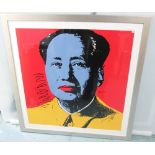 AFTER ANDY WARHOL, picture of Mao, 108cm x 108cm, framed and glazed.