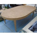 EXTENDING DINING TABLE, contemporary ash rounded rectangular with two additional leaves,