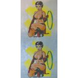 ALLEN JONES RA, 'Double Kneeling Woman,' circa 1975, original silkscreen on tin foil,