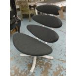 CORONA STYLE CHAIR, as originally by Poul Volther, brushed metal frame with grey upholstery,