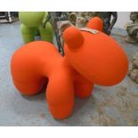 SEATING, in the style of 'Giddy Up Pony' chair, in orange felt, 106cm L x 58cm W x 81cm H.