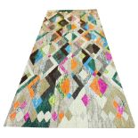 CONTEMPORARY KELLEH CARPET, 400cm x 170cm, New Zealand wool and sari silk,