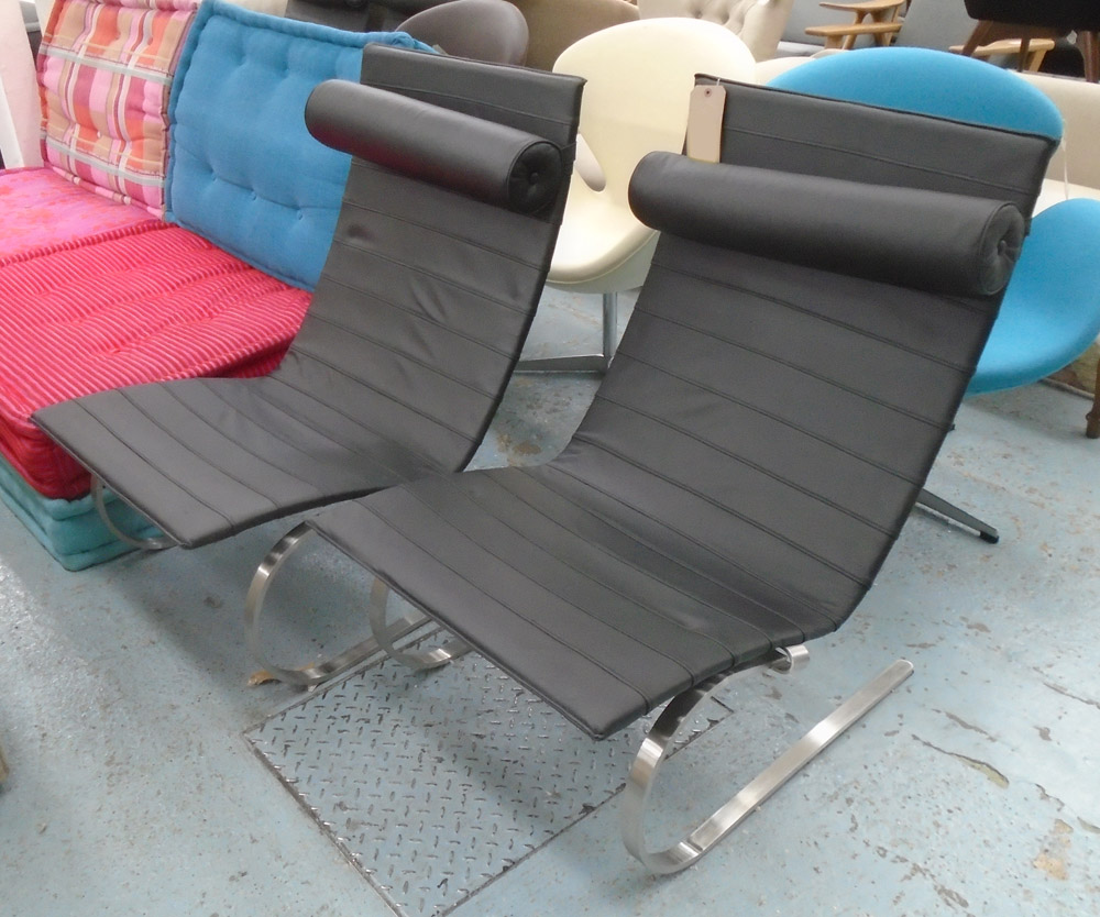 PK20 STYLE ROCKING CHAIRS, a pair, as originally by Poul Kjærholm 1968,