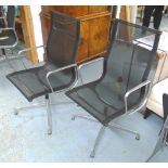 DESK CHAIRS, a pair, in the style of Aluminium Group chair by Eames, reproduced by ICF,