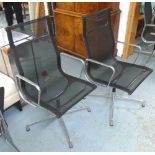 DESK CHAIRS, a pair, in the style of Aluminium Group chair by Eames, reproduced by ICF,