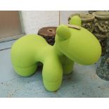 SEATING, in the style of 'Giddy Up Pony' chair, in green felt, 106cm L x 58cm W x 81cm H.