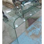 CONSOLE TABLE, in glass, contemporary style with shelf below, 118cm x 40cm x 78cm H.