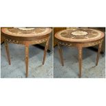 DEMI LINE TEA TABLE, Neo-classical style marquetry with foldover top, 85cm H x 59cm w x 45cm D.