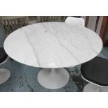 TULIP BREAKFAST TABLE, circular in the style of Eero Saarinen with marble top, 122cm diam x 71cm H.