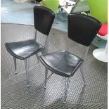 CHAIRS, a set of four, in the mid century style, metal frames with noir upholstery finish.