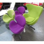 SWAN STYLE CHILD SIZE CHAIRS, a trio, as originally by Arne Jacobsen, 52cm x 40cm x 61cm,