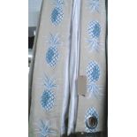 CURTAINS, a pair, with pineapple design, each 3.5m drop x 2.