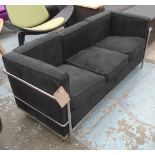 LC3 STYLE CHILD'S SIZE SOFA, as originally by Le Corbusier, in a black alcantara,