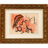 MARC CHAGALL, 'Femme a l'oiseau', colour pochoir, 1959, limited edition 1000, printed by Jacomet,