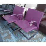 POLTRONA FRAU SIDE CHAIRS, a pair, chrome and plum leather, each 59cm W x 58cm D x 79cm H.