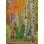 VIKTOR TEMPLIN (Russian 1920-1994), 'Autumn Forest', 1960, oil on board, 40.5cm x 30.5cm, framed.