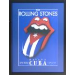 THE ROLLING STONES, CUBA FLAG TONGUE, lithograph of final concert of the Latin America Ole tour,