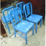 TOLIX DINING CHAIRS, a set of eight, in blue metal finish, 41cm W.