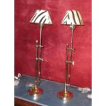 TABLE LAMPS, a pair, with faux zebra patterned shades, 77.5cm H.