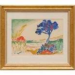 ANDRE DERAIN, 'Paysage a l'arbre bleu', colour pochoir, 1959, limited edition 1000, printed Jacomet,