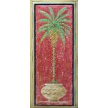 KEN DAVIS, 'The Palm Collection', mixed media on panel, 122.5cm x 39cm, framed.