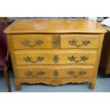 COMMODE, Louis XV style cherrywood with two short and two long drawers, 83cm H x 108cm W x 51cm D.