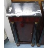 SIDE CABINET, Empire style in mahogany finish with marble top, 40cm x 36cm x 80cm H.