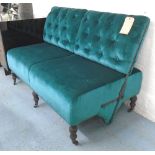 LOVE SEAT, Victorian style with reversible back in buttoned velvet on turned castor supports,